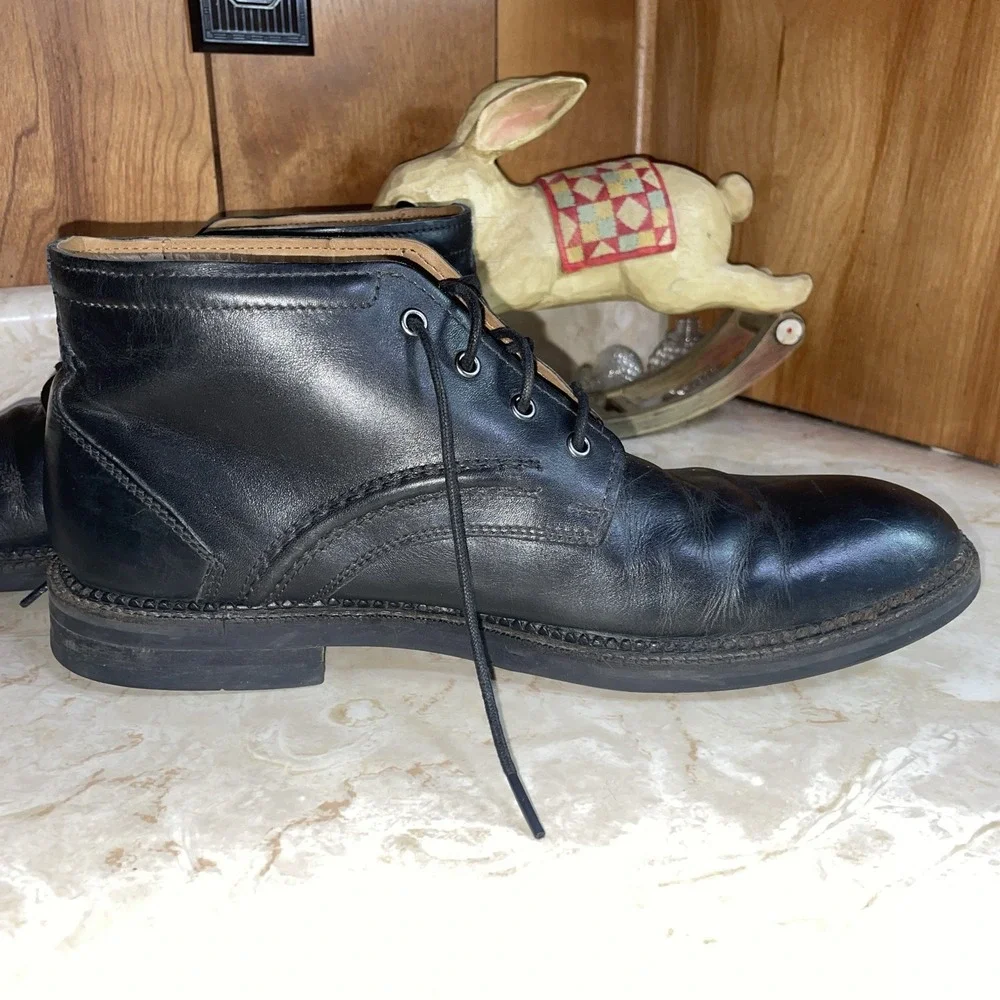 Clarks Chukka Leather Lace-up Ankle‎ Boots Black US 11 Mens Fabric Lined